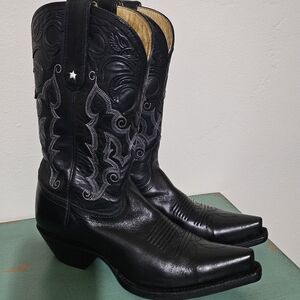 Tony Lama Black Leather Cowboy Boots